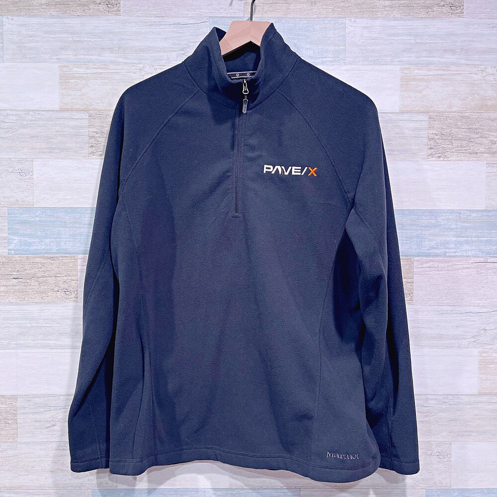 PAVE/X x MARMOT Half Zip Rocklin Fleece Pullover Black Lightweight Womens XL